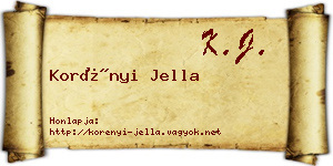 Korényi Jella névjegykártya